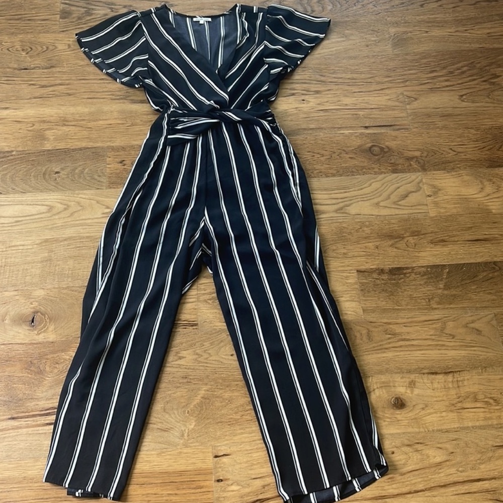 Charlotte Russe Black and White Striped Jumpsuit